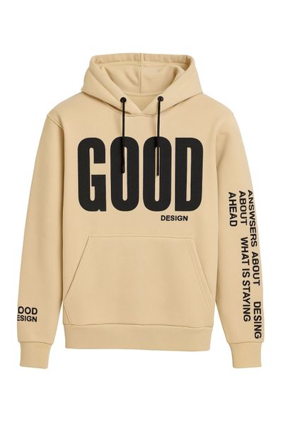 Sudadera con capucha beige con texto impreso JERONE Sudadera con capucha beige con texto impreso JERONE