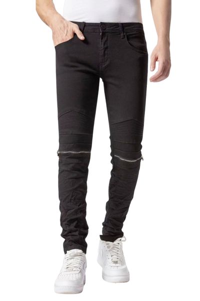 Jeans negros con cremalleras decorativas L32 Jerone