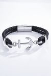 Pulsera de ancla negra de plata JERONE JEWELLERY
