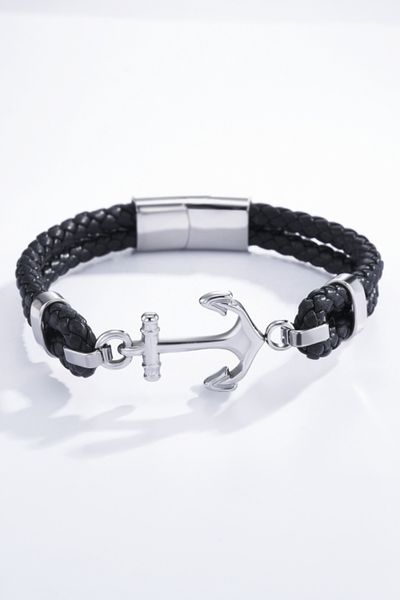 Pulsera de ancla negra de plata JERONE JEWELLERY