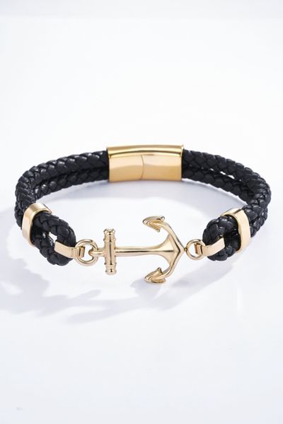 Pulsera de ancla negra dorada Jerone Jewellery
