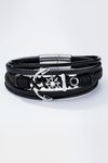 Pulsera de ancla negra de cuero JERONE JEWELLERY