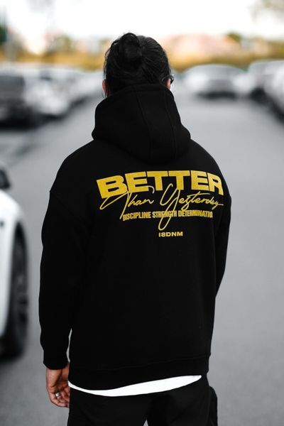 Sudadera negra con capucha bordada en la espalda JERONE Sudadera negra con capucha bordada en la espalda JERONE