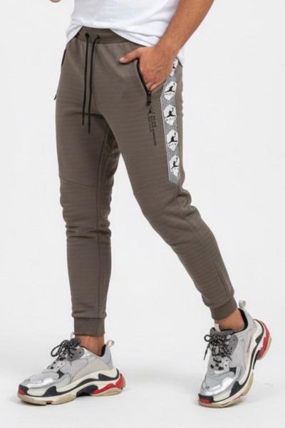 Pantalones de chándal con bolsillos con cremallera Taupe Jerone