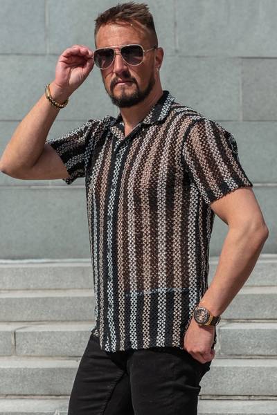 Camisa de punto negra de manga corta CARISMA