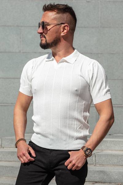 Jersey de punto ligero estructurado de manga corta JERONE