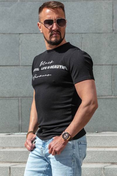 Camiseta negra estructurada Rick JERONE