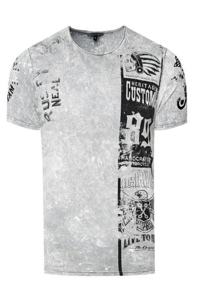 Camiseta estampada gris lavada a la piedra RUSTY NEAL