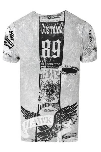 Camiseta estampada gris lavada a la piedra RUSTY NEAL