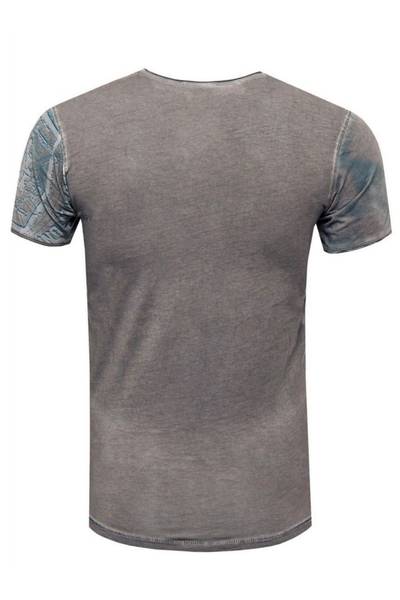 Camiseta gris con strass y estampado RUSTY NEAL