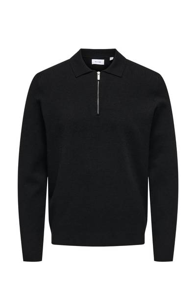 Cooper camisa con media cremallera negra ONLY&SONS