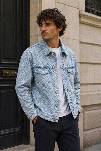 Chaqueta vaquera azul estampada JERONE