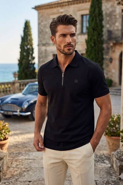 Camiseta piqué negra JERONE