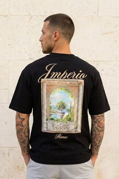 Imperio camiseta negra con estampado en la espalda JERONE