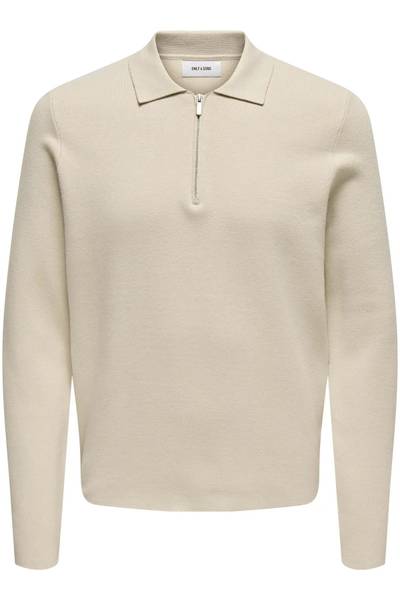 Camisa con media cremallera Cooper beige ONLY&SONS
