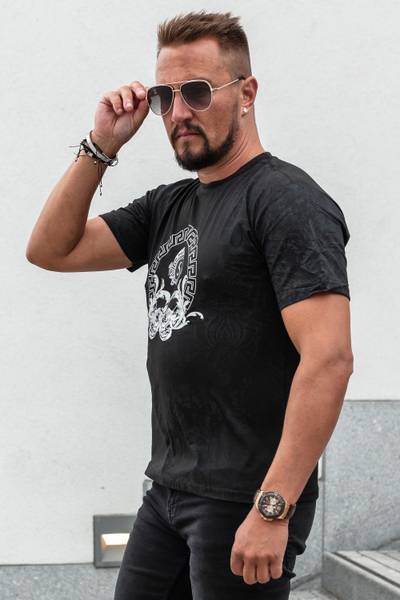 Camiseta estampada con foil plateado JERONE