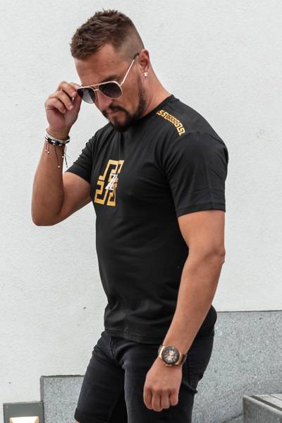 ZZ camiseta negra estampada con foil dorado JERONE
