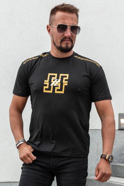 ZZ camiseta negra estampada con foil dorado JERONE