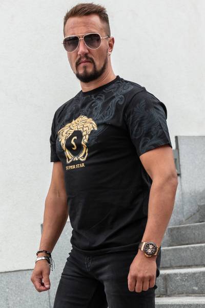 Star camiseta negra con foil dorado JERONE