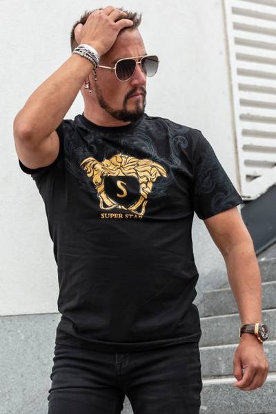 Star camiseta negra con foil dorado JERONE