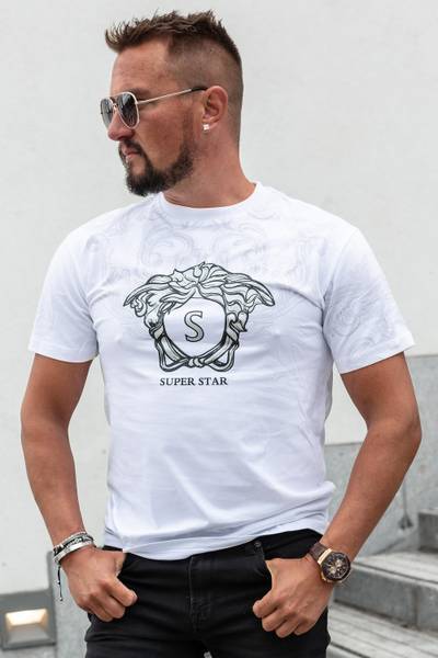 Star camiseta blanca con foil plateado JERONE