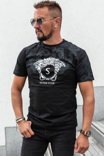 Star camiseta negra con foil plateado JERONE