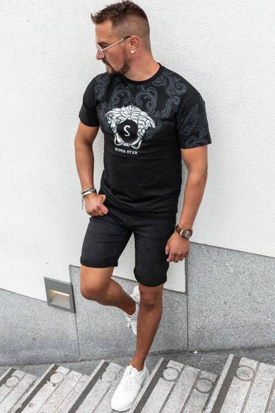 Star camiseta negra con foil plateado JERONE