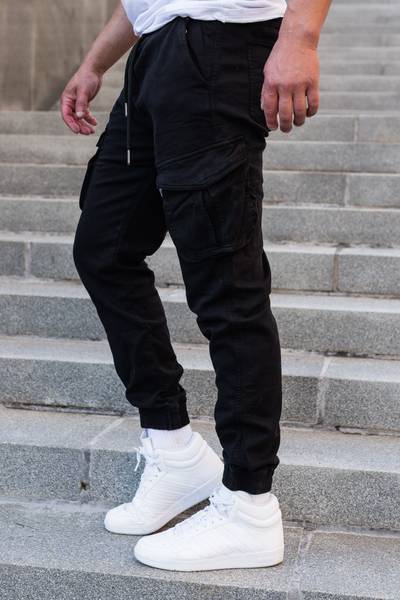James pantalones cargo elásticos negros JERONE