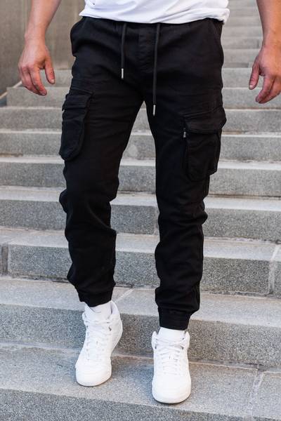 James pantalones cargo elásticos negros JERONE