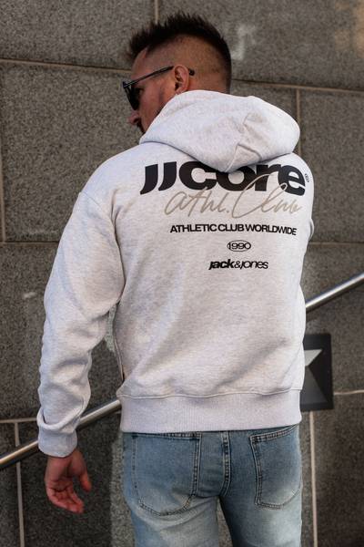 Sudadera con capucha gris con estampado en la espalda Club JACK&JONES
