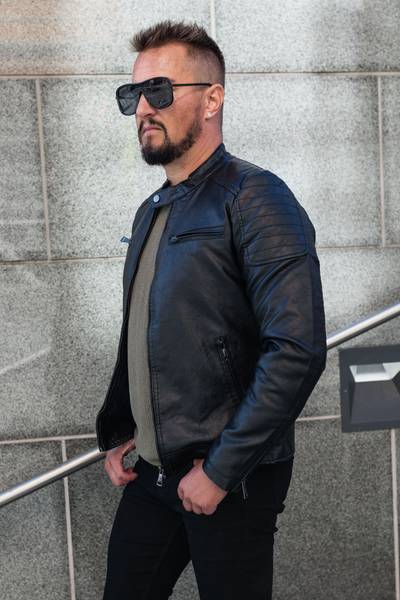 Lucas chaqueta negra de cuero sintético para hombre JERONE