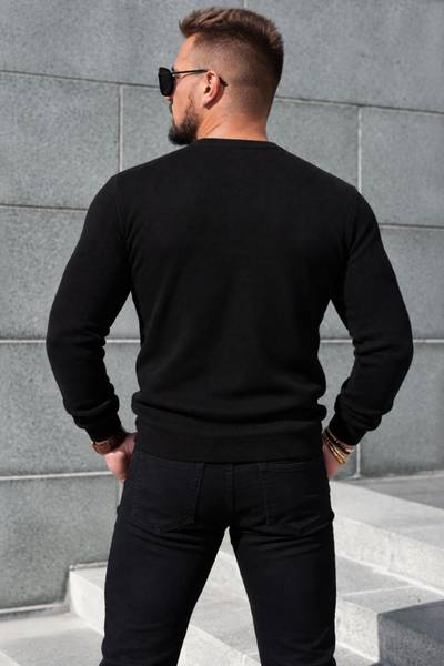 Cashmere touch suéter negro con escote en V JERONE Cashmere touch suéter negro con escote en V JERONE