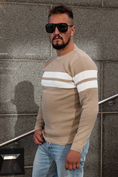 Jersey de rayas blanco beige FIVE EVER