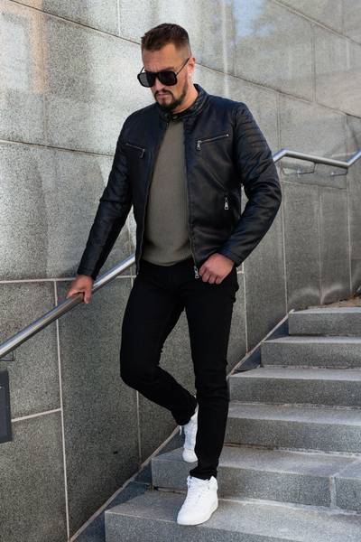 Justin chaqueta negra de piel sintética JERONE