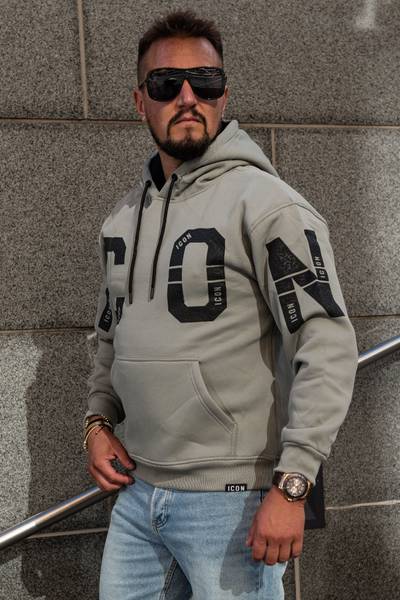 Icon sudadera estampada taupe para hombre JERONE