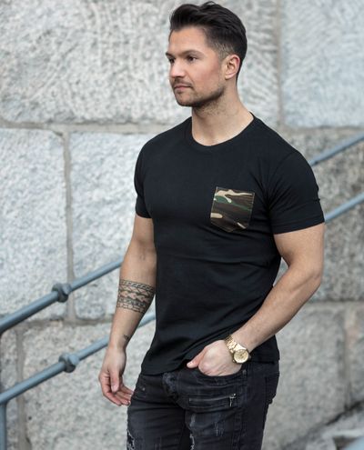 Camo Pocket Tee Black Urban Classics Camo Pocket Tee Black Urban Classics